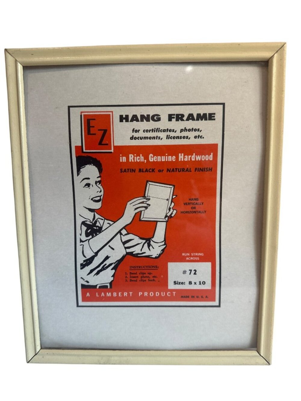 Vtg MCM Picture Frame Natural Wood 8” X 10" EZ Hang Frame - A Lambert USA
